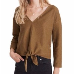 Madewell Texture & Tread knot front 3/4 sleeve top